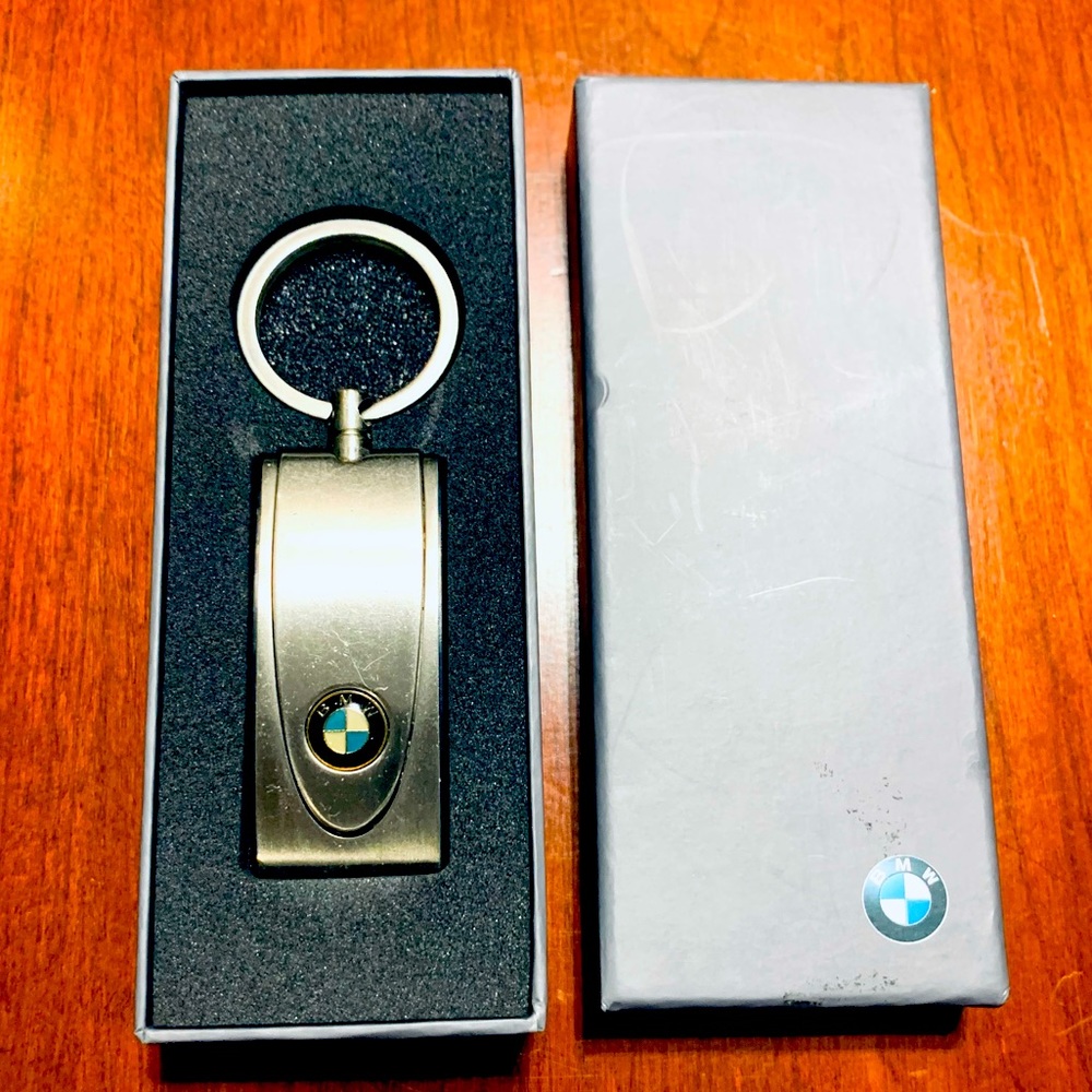Authentic Bmw Key Chain Rectangular Silver Tone M… - image 1